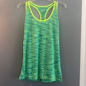 Lime green and blue workout tank